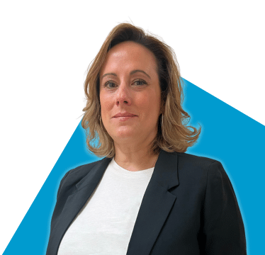 Portrait of Catherine Thibodeau on a blue background